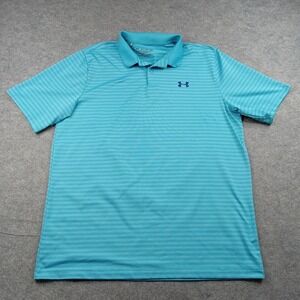 Under Armour Polo Shirt Mens XLT Blue Stripe The Performance Polo Golf Big Tall